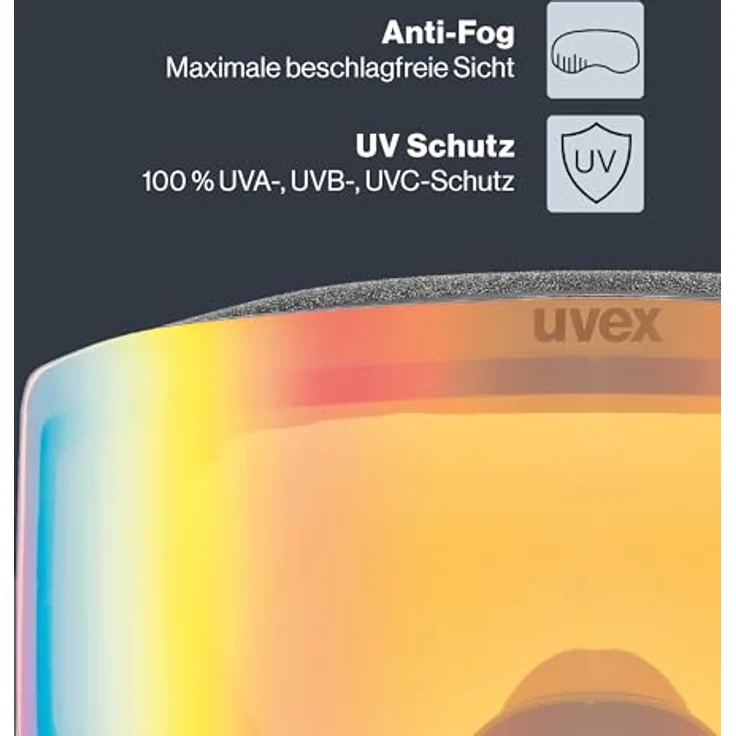 Uvex provoqe FM, verspiegelte Skibrille mit Anti-Fog-Beschichtung und Over-The-Glasses-Konstruktion für Damen und Herren, black matt/rainbow-clear, one size – Bild 3