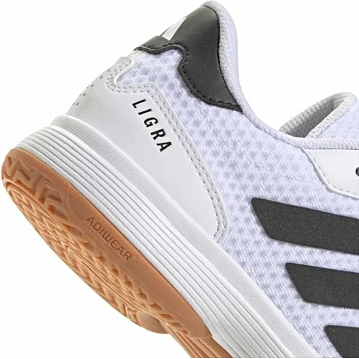 ADIDAS Ligra 8 K, Hallen-Turnschuhe aus atmungsaktivem Mesh mit dämpfender Zwischensohle, White/Black, Kindergröße 35 – Bild 4