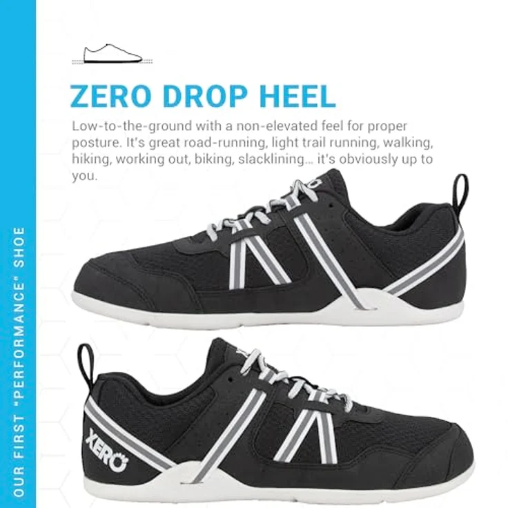 Xero Shoes Prio Laufschuhe, Niedrig geschnitten, atmungsaktives Mesh-Obermaterial, Rutschfeste Sohle, Schwarz EU 41 1/2 Frau – Bild 3