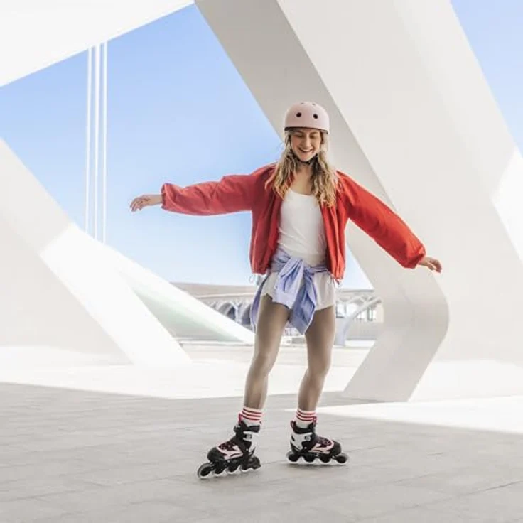 Movino Cruzer Two L, Verstellbare Fitness Inline-skates für Damen, Aluminium-Schiene, 80 mm Rollen, Rosa, ABEC-7 – Bild 2