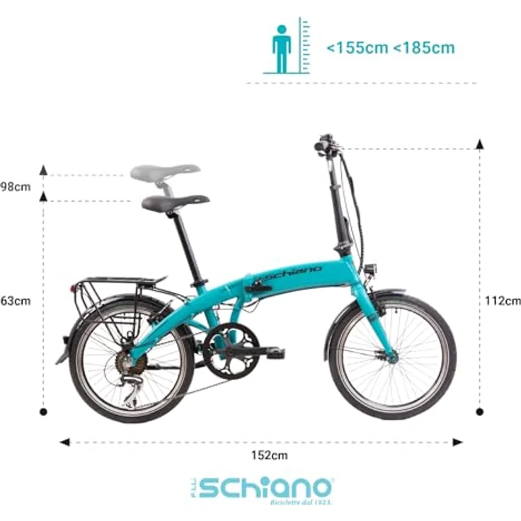 F.lli Schiano Galaxy, E-Bike Klappbar 20 Zoll mit 250W Motor, 36V 10.4Ah Akku, bis zu 90 km Reichweite, blau – Bild 3