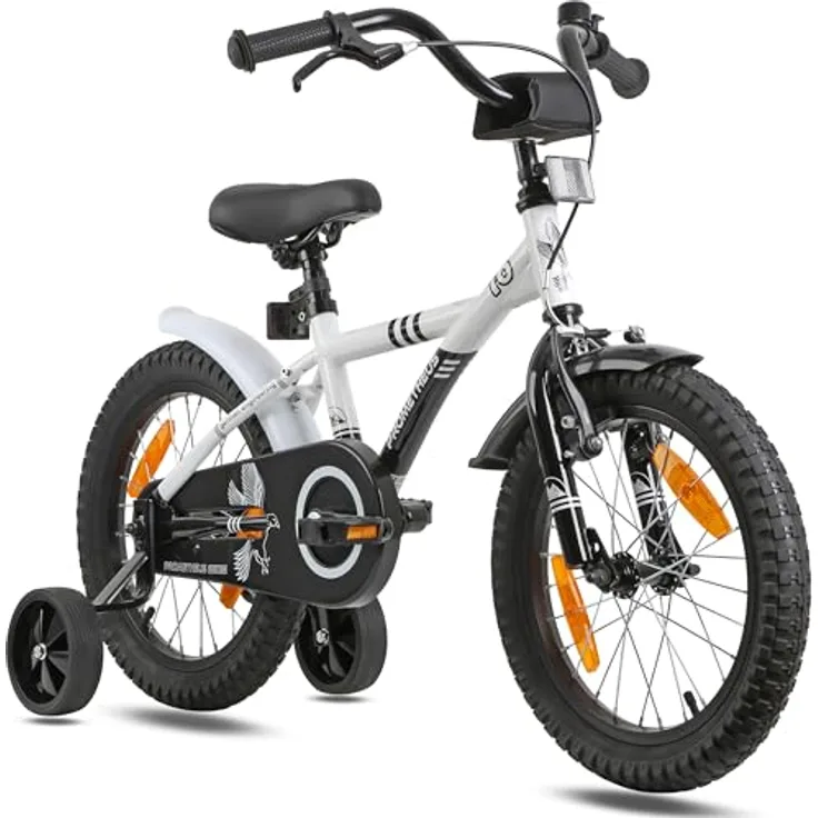 PROMETHEUS BICYCLES HAWK Kinderfahrrad 16 Zoll, 1 Gang, Rücktrittbremse, Stützräder, für Jungen und Mädchen ab 5 Jahren, robust und mitwachsend