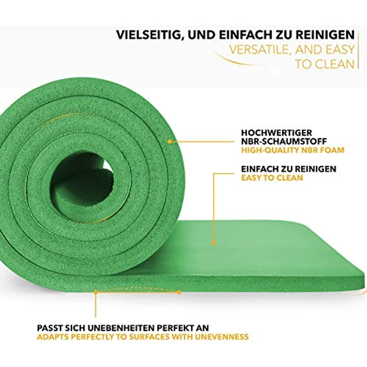 TRESKO Yogamatte Phthalatfrei - Gymnastikmatte rutschfest, Pilatesmatte Fitnessmatte mit Tragegurt, 185 x 60 x 1,5 cm Grün – Bild 5