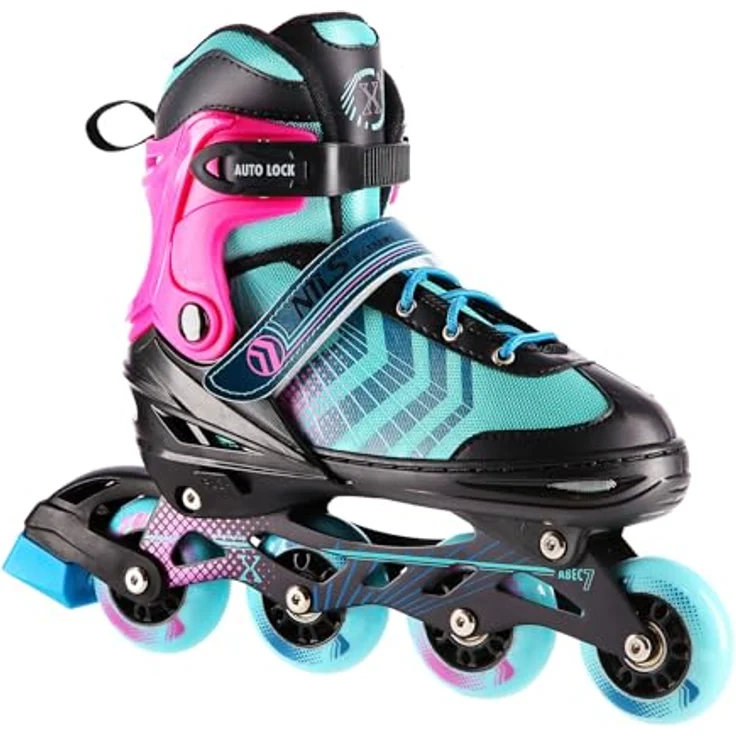 Nils Extreme Nh18192A 4W1 Schwarz/Lila Schlittschuhe Größe M (34-38) mit Hockeyplatte Ersatz – Bild 3