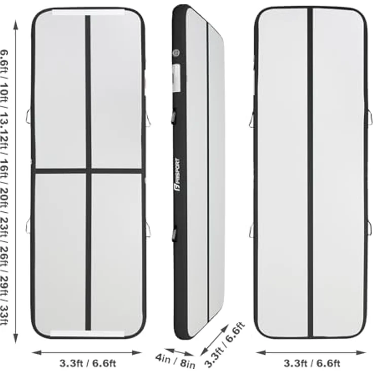 FBSPORT Airtrack Matte, 20cm hoch, 6M Tumbling Matte mit Luftpumpe, tragbare Trainingsmatte für Zuhause & Outdoor, ideal für Gymnastik und Yoga – Bild 2