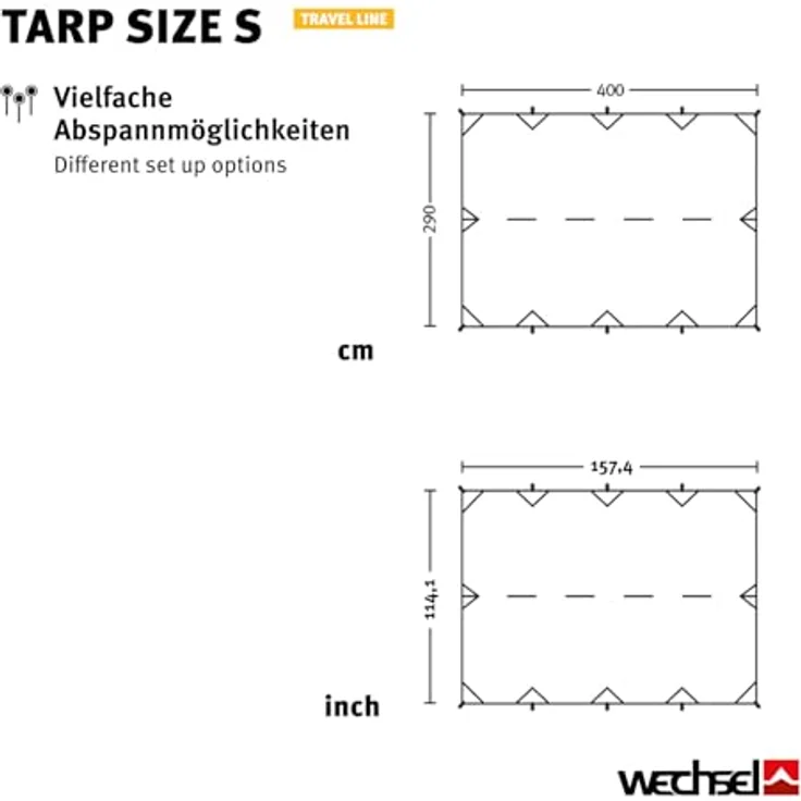 Wechsel Tarp, Wetterschutz für Camping, robustes Polyester, 1.10 kg, inklusive Abspannleine – Bild 2