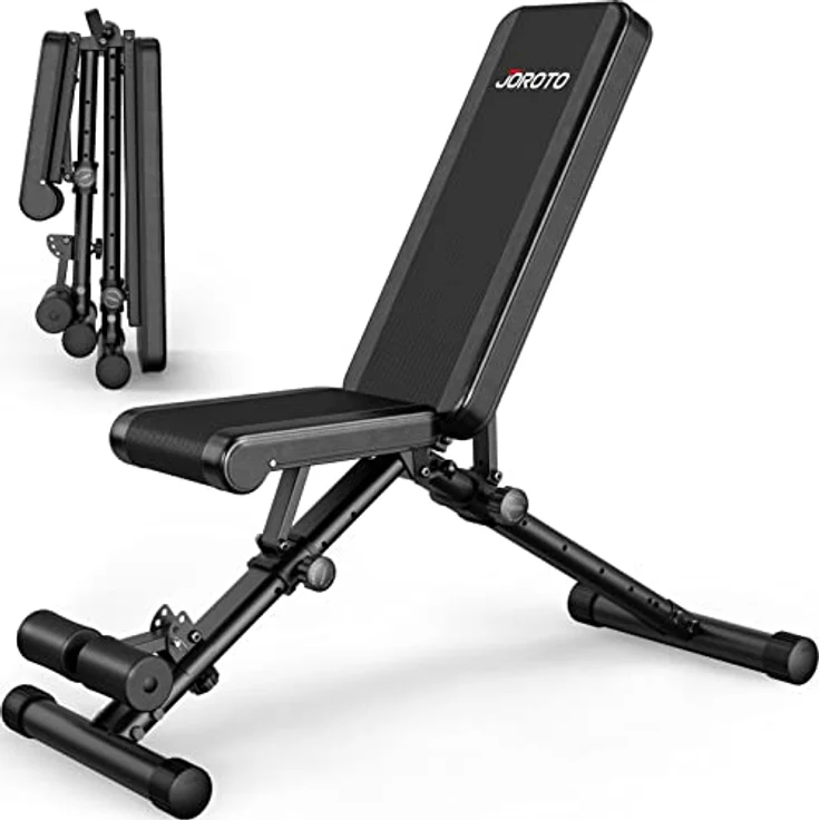 JOROTO Verstellbare Hantelbank Klappbare Bauch Folding Flach Einstellbar Trainingsbank mit 318 kg Belastung für Zuhause, Bankdrücken Bank mit Ein-Knopf-Faltdesign (Modell:MD35) – Bild 1