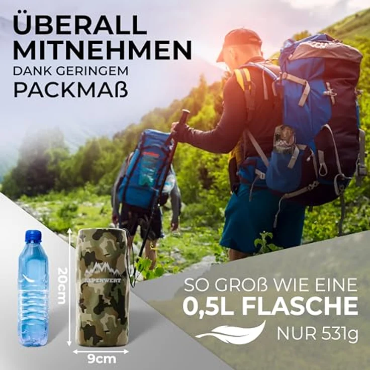 Alpenwert® Isomatte Outdoor, ultraleichte Luftmatratze mit kleinem Packmaß für Camping und Backpacking, Camo – Bild 3