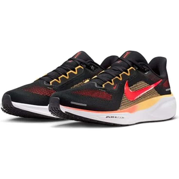 Nike Air Zoom Pegasus 41, Laufschuhe für Normalpronierer, Black/White/Bright Crimson, dämpfende ReactX-Mittelsohle mit Zoom Air-Fersenelement, atmungsaktives Mesh-Obermaterial, Größe 46 – Bild 3