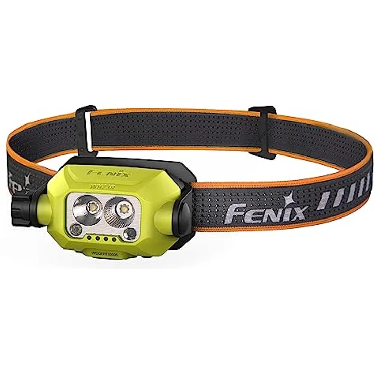 FENIX WH23R Wiederaufladbare Leichte Arbeits-/Industrie-Stirnlampe | 600 Lumen | 100 m | 150 Stunden Max | Gestenerkennung Ein/Aus | Drehschalter | 2000mAh Akku | IP66, Schwarz