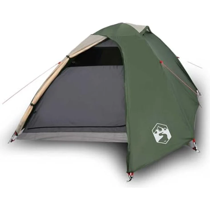 vidaXL Kuppel-Campingzelt 3 Personen Zelt Trekkingzelt Kuppelzelt Wanderzelt Leicht 1 Schlafkabine 210x195x120cm Innenzelt 3,1kg Grün Wasserdicht – Bild 3
