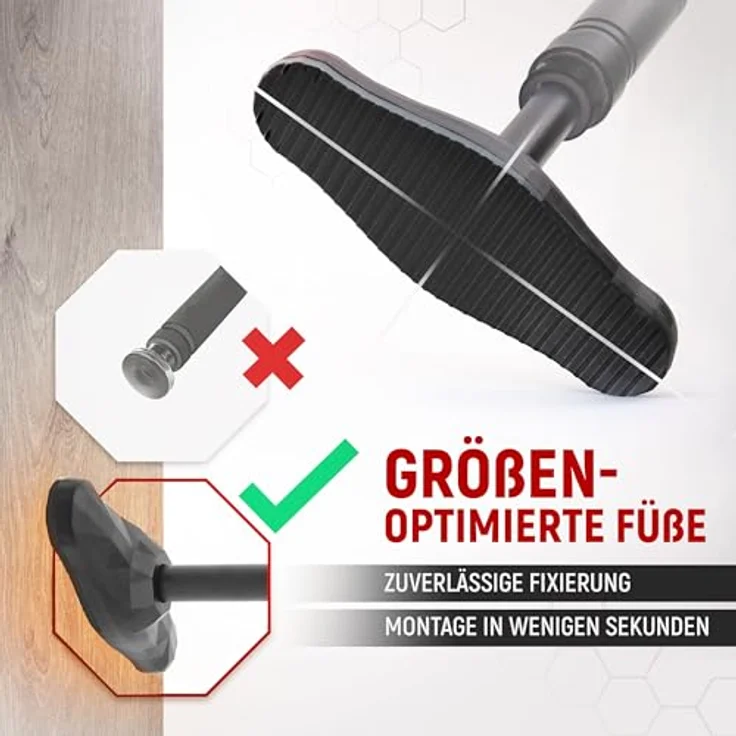 NEOLYMP Klimmzugstange Türrahmen ohne Schrauben mit Pull up Bar E-Book - Klimmzug Stange verstellbar 70-100 cm mit Gewindesperre für sicheren Halt bis zu 200kg (Schwarz) – Bild 2