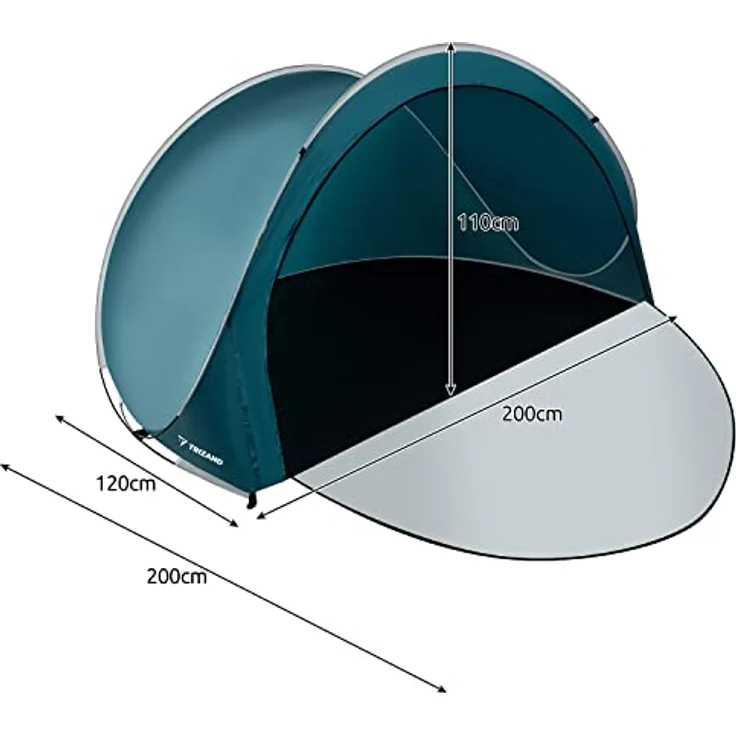 Trizand Strandzelt, halboffen mit Pop-up-Design, für 3 Personen, blau/weiß, 1.35 kg – Bild 2