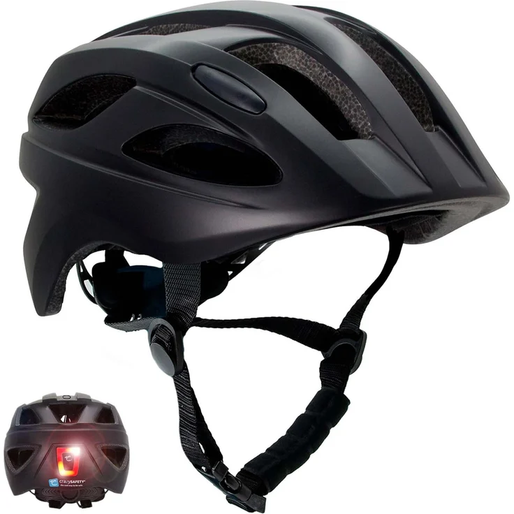 Crazy Safety Cool Swat Kinderfahrradhelm, schwarz, für 6-12 Jahre, leicht, EN1078 zertifiziert, mit LED-Licht
