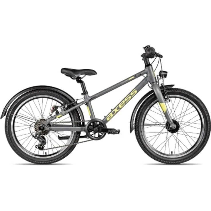Axess Kinderfahrrad Stipe 20 Street, 7-Gang Kettenschaltung mit Shimano Tourney RD-TY202, V-Brake, Straßenausstattung schwarz/grau