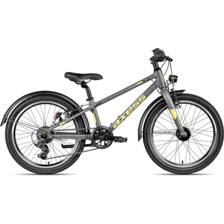 Axess Kinderfahrrad Stipe 20 Street, 7-Gang Kettenschaltung mit Shimano Tourney RD-TY202, V-Brake, Straßenausstattung schwarz/grau – Bild 1