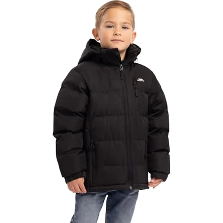 Trespass UTTP906 P, Männliche Steppjacke Schwarz, verstellbare Kapuze, drei Reißverschlusstaschen, elastische Bündchen – Bild 4