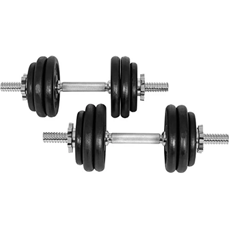 GYRONETICS® Kurzhanteln 30 kg - 2er Set, Hantelscheiben aus Gusseisen, 25 mm, 4 x 1,25kg, 8 x 2,5kg Gewichte, gerändelt - Schwarz – Bild 3