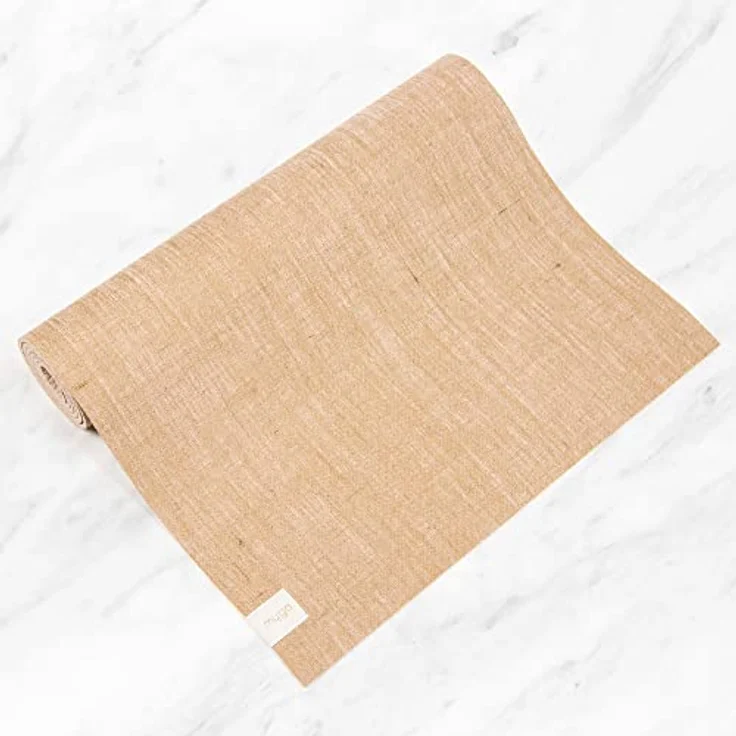 Myga Jute Yogamatte, rutschfest und langlebig, 5 mm dick, ideal für Yoga, Pilates & Fitnessübungen, tragbar, 183 cm x 61 cm, beige – Bild 2