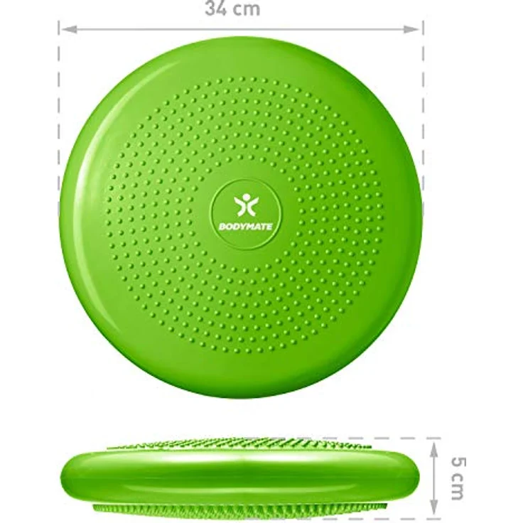BODYMATE Ballsitzkissen inkl. Pumpe GRÜN 34cm Durchmesser - Balance-Kissen, Luftkissen, Balance Pad, Noppenkissen - Core-, Fitness-, Reha-, Koordinations- und Rückentraining – Bild 5