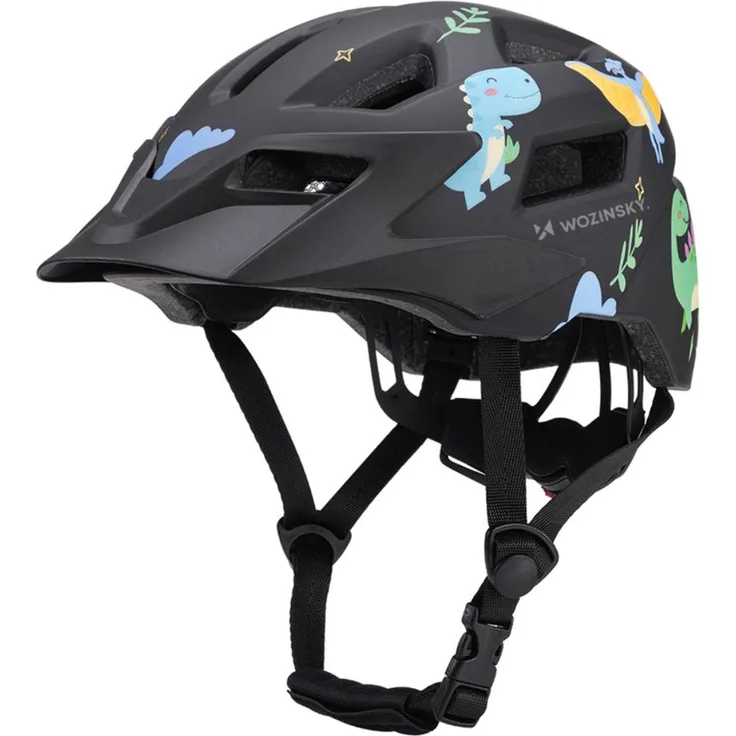 Wozinsky HT-45R, Kinder-Mountainbikehelm mit abnehmbarem Visier und 360°-Verstellknopf, XS, Schwarz