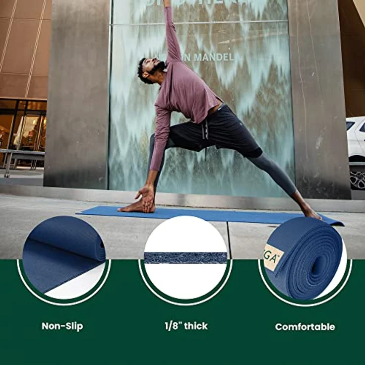 Jade Travel Yoga Mat 1/8" x 68" (3mm x 61cm x 173cm) - Midnight Blue – Bild 4
