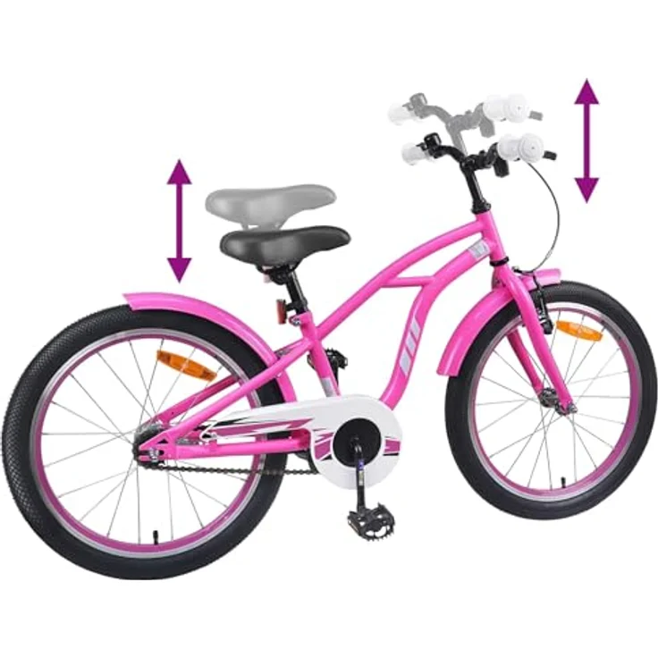 vidaXL Kinderfahrrad 22 Zoll für Kinder 7-12 Jahre, Dunkelrosa, mit Aufbausatz und Sicherheitsausstattung – Bild 3