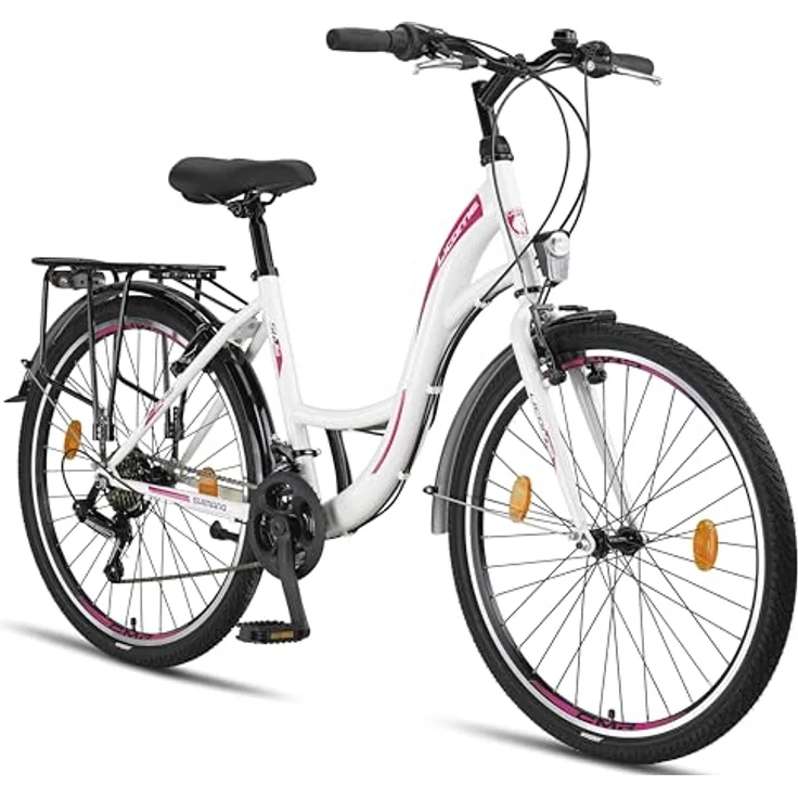 Licorne Bike Stella Premium City Bike 26 Zoll - 21 Gang-Schaltung - Hollandfahrrad Citybike (Weiss) – Bild 1