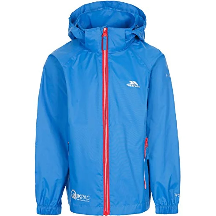 Trespass Qikpac X, Kinder Regenjacke, wasser- und winddicht, Blau, 7-8 Jahre – Bild 2