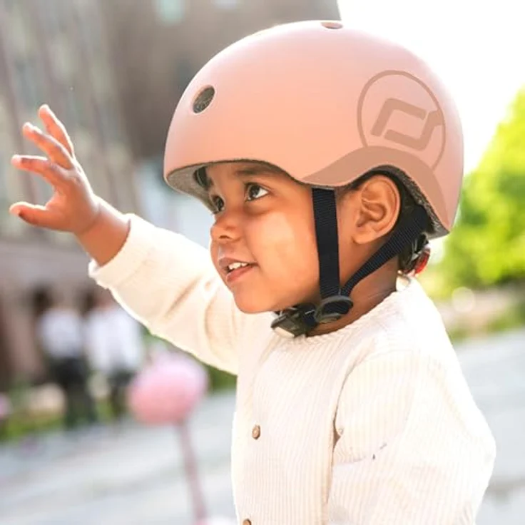 Scoot & Ride S - M Size Kinderfahrradhelm mit Design und LED Licht, Mocha – Bild 2