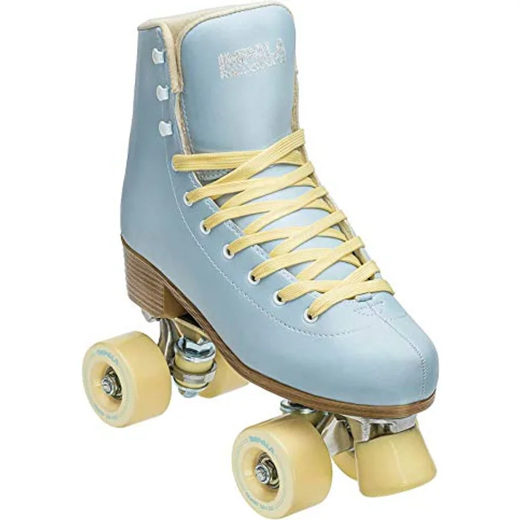 Impala Quad Skate, Damen Rollschuhe, Himmelblau/Gelb, Aluminium Trucks, ABEC 7 Lager, PU-Bremse, vegane Materialien