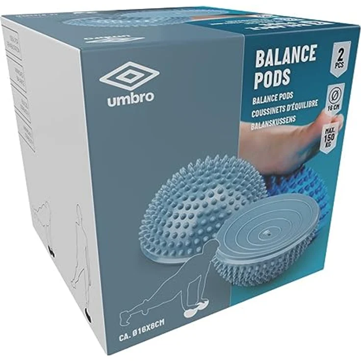UMBRO Balance Pad - 2 Stück ⌀ 16 x 8 CM - bis 150 KG - Blau - Igelball - Balance Kissen – Bild 4