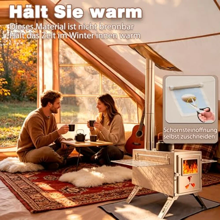 Afitdon Aufblasbares Campingzelt mit Kaminöffnung und Dachfenster, für 2-10 Personen, wasserdichter Oxford-Stoff, schnelles Aufblasen in 5 Minuten mit Luftpumpe – Bild 2