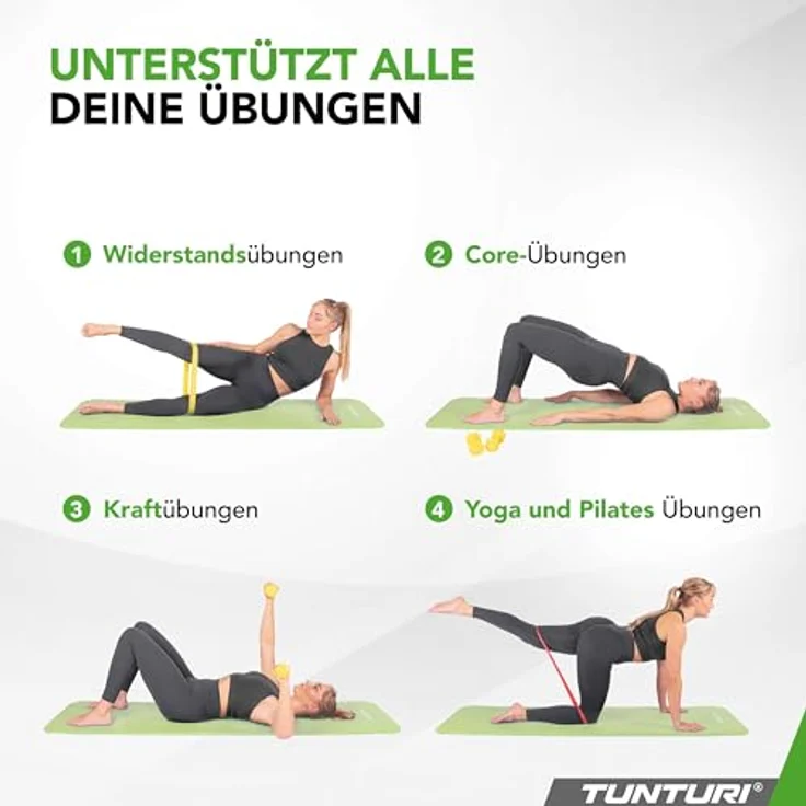 Tunturi NBR-Fitnessmatte, 15 mm, 180 cm x 60 cm, pflegeleicht, inklusive Tragetasche – Bild 6
