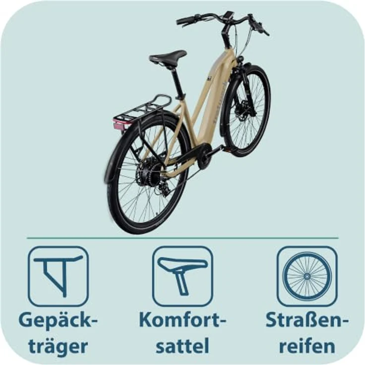Tretwerk Onyx E Bike 28 Zoll Damen Trekking Elektro Fahrrad, Aluminiumrahmen, 250 Watt Hinterradmotor, elfenbein – Bild 8