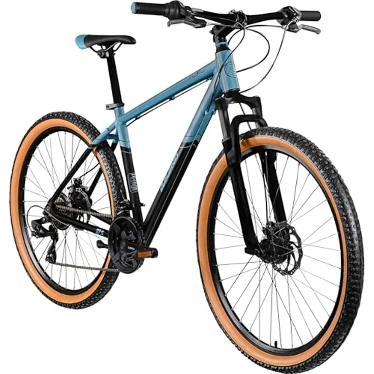 Galano Toxic 27,5 Zoll Hardtail MTB, unisex Mountainbike mit 21 Gangschaltung und mechanischer Scheibenbremse, schwarz/blau, Rahmenhöhe 46 cm