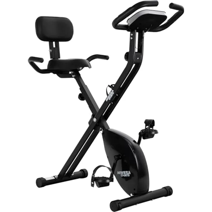 Miweba Sports Heimtrainer Fahrrad | Ergometer klappbar bis 150 kg - Beintrainer flüsterleise - Pedaltrainer - Indoor Bike, schwarz