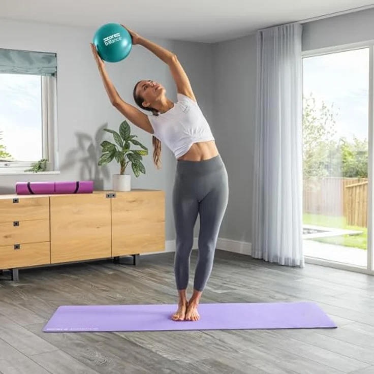 Core Balance Pilatesball - Anti-Burst Yogaball - rutschfestes PVC - Gymnastik, Fitness, Physiotherapie leicht – Einfach Aufzublasen - 200 Kg Maximalgewicht - 23 cm groß, 200 g - 4 – Bild 2