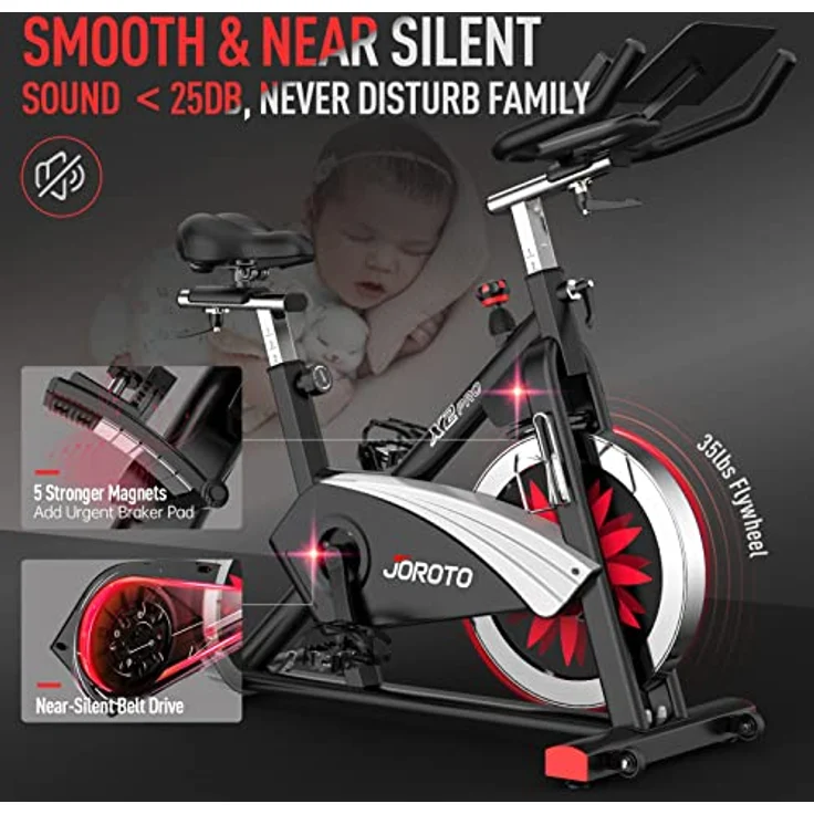 JOROTO Ergometer Heimtrainer X2PRO Bluetooth Hometrainer Fahrrad, Indoor Cycling Bike Speedbike mit Kraftvoller Magnetbremse & Riemenantrieb - ca. 150kg Belastbar – Bild 4