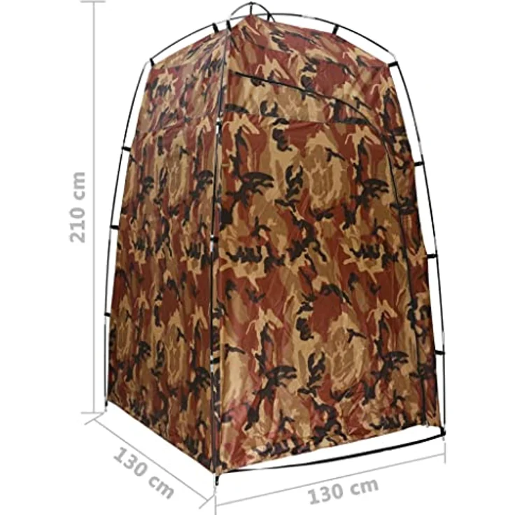 vidaXL Duschzelt, Umkleidezelt mit Glasfaserstangen und Reißverschluss-Tür, Tarnfarbe, 130 x 130 x 210 cm – Bild 2