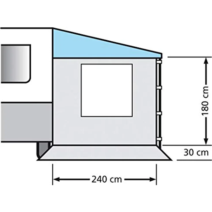 Eurotrail Vorzelt, Seitenwand für Wohnwagenmarkise mit Fenster, 240 cm Tiefe, Grau, 5 kg – Bild 2
