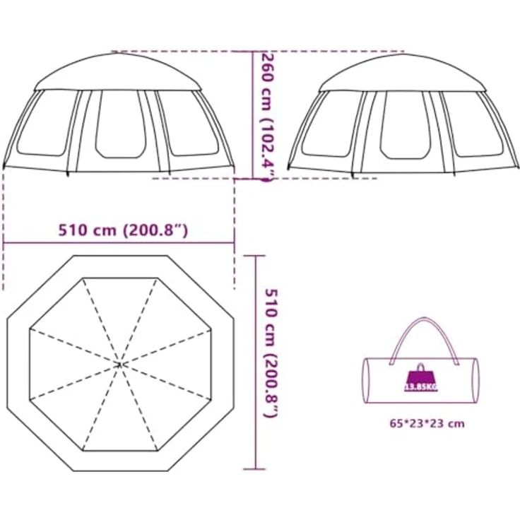 vidaXL Matana Zelt, wasserdichtes Polyester mit PU-Beschichtung, 13.85 kg, multifunktional für Camping und Outdoor-Aktivitäten – Bild 3