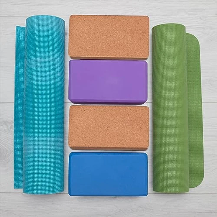 Relaxdays Yogablock, 2er Set, Yogaklötze aus Kork, für Yogaübungen, HBT: 12 x 22,5 x 7 cm, rutschfeste Yogawürfel, natur – Bild 5