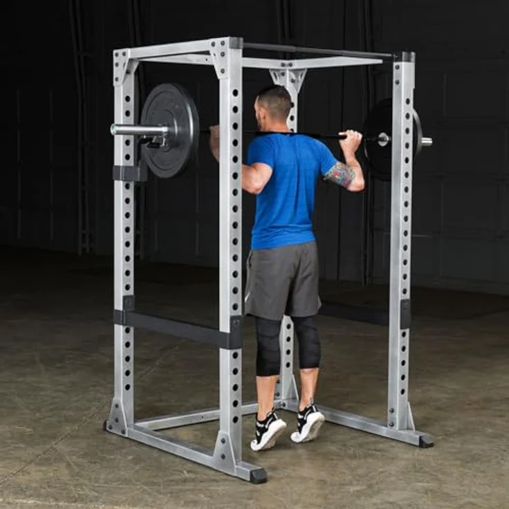Body-Solid GPR378 Power Rack, Grau/Schwarz, One Size - Großes Design, 20 einstellbare Höhen, 105 cm gekrümmte Klimmzugstange – Bild 3