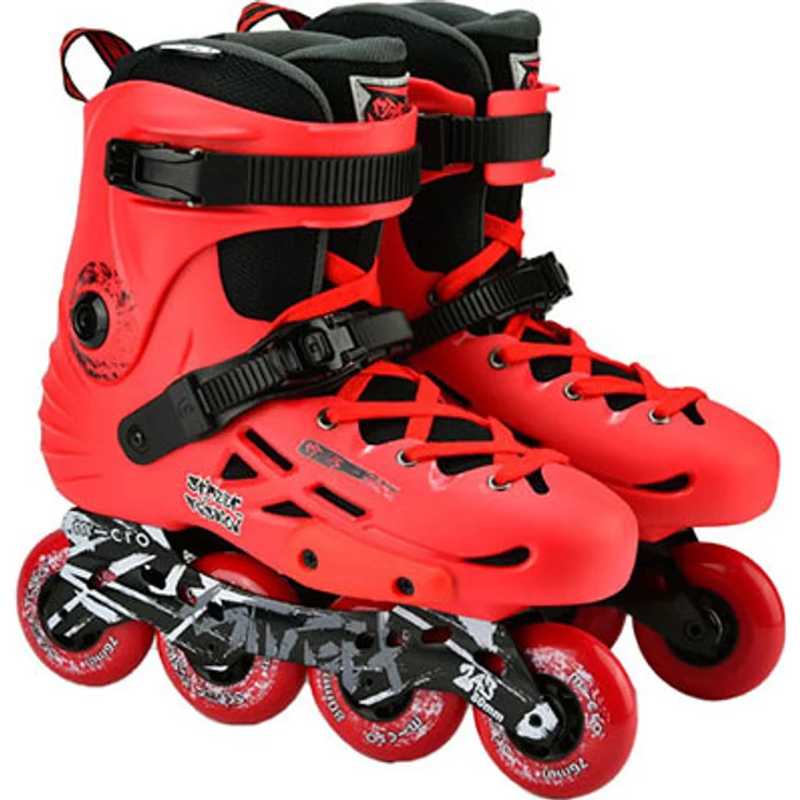 Micro MT-Plus Inline Skate, verstellbar, rot, Gr. 37 mit belüfteter Polypropylen-Schale und CNC-gefrästem Alurahmen