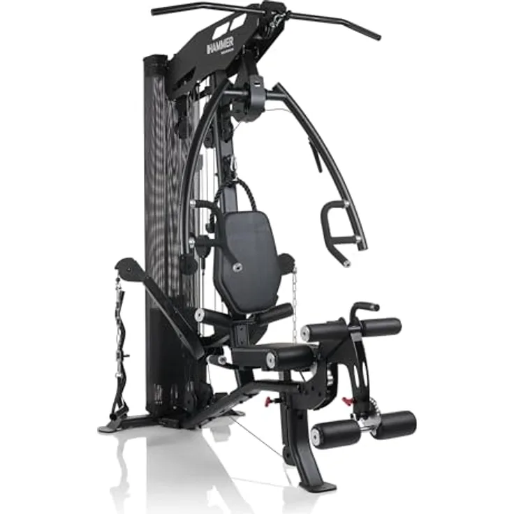 HAMMER Kraftstation Autark 5.0, All-in-One Fitnessstation mit 190° schwenkbaren Multifunktionsarmen, Push- & Pull-Station, Latzug-Modul, Bauch- & Trizepsmodul, Beincurler/-strecker für Home Gym