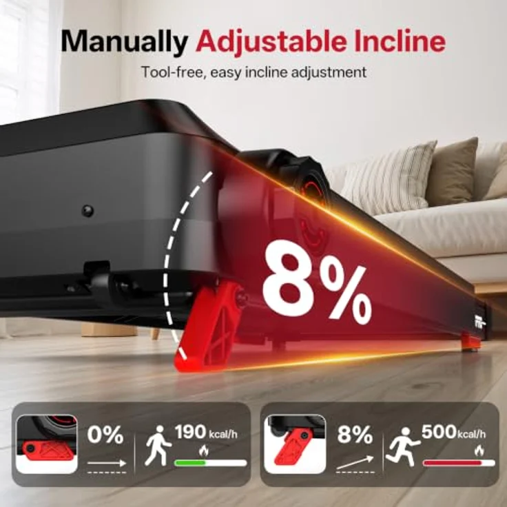 JOROTO Laufband für Zuhause, klappbar mit 8% Steigung, 12 KM/H, Bluetooth-fähiges LED-Display, hoher Komfort bis 130 KG – Bild 3