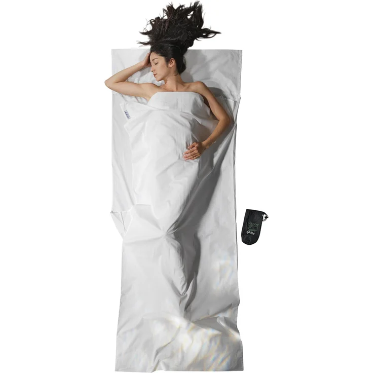 Cocoon Schlafsack, rechteckig, aus GOTS-zertifizierter Baumwolle, weiß, 220 cm, extrem leicht (460 g) – Bild 1