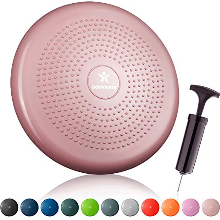 BODYMATE Ballsitzkissen inkl. Pumpe Rose-Gold 34cm Durchmesser - Balance-Kissen, Luftkissen, Balance Pad, Noppenkissen - Core-, Fitness-, Reha-, Koordinations- und Rückentraining – Bild 2