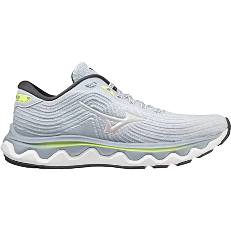 Mizuno Wave Horizon 6 Laufschuhe Damen, weich gedämpft mit MIZUNO ENERZY, Farbe Heather/Wht/NeoLime